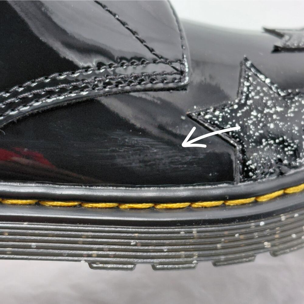 Dr Martens 1460 Girls Size 6 Youth Black Patent Glitter Star Combat Boots School - Picture 13 of 13